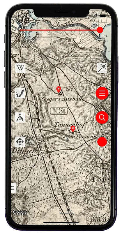 Screenshot der Transparenzsteuerung historischer Karten in Vetus Maps