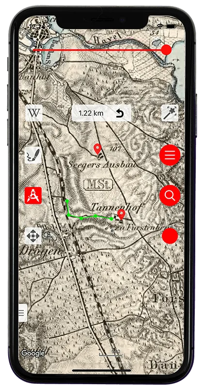 Screenshot gespeicherter Marker in Vetus Maps
