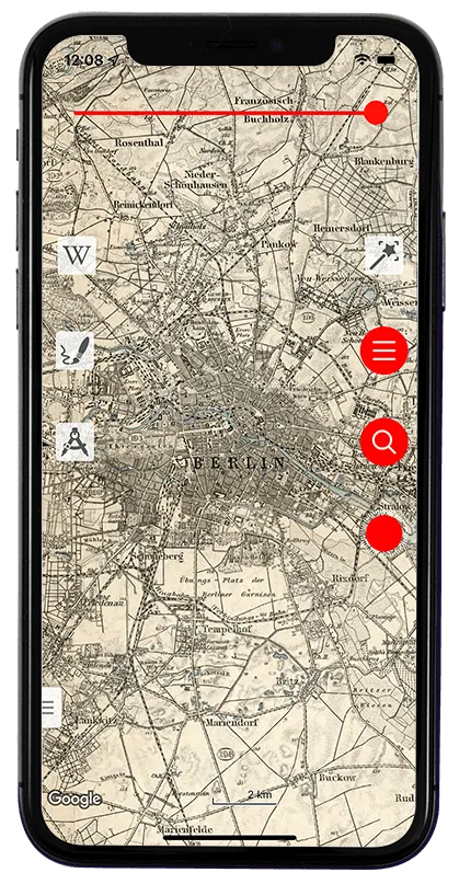 Екран накладання історичної карти у Vetus Maps